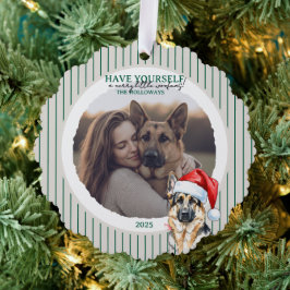 Merry Woofmas Watercolor German Shepherd Ornament Karte