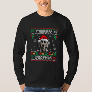 Merry Woofmas Weimaraner Dog Funny Christmas Ugly T-Shirt