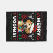 Merry Woofmas Yellow Labrador Christmas Ugly Sweat Fleecedecke (Vorderseite (Horizontal))