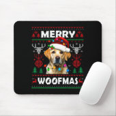 Merry Woofmas Yellow Labrador Christmas Ugly Sweat Mousepad (Mit Mouse)