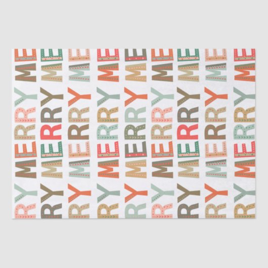 MERRY Words funky Wrapping Tissue Paper Seidenpapier (Vorderseite)