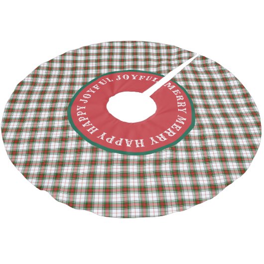 MERRY Words Scottish Tartan Polyester Weihnachtsbaumdecke (Schrägansicht)