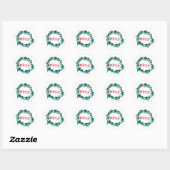 Merry Wreath mit Berries Script Runder Aufkleber (Blatt)