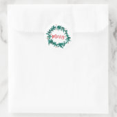 Merry Wreath mit Berries Script Runder Aufkleber (Tasche)