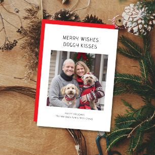 Merry wünscht Doggy Kisses Festive Family Pet Foto Feiertagskarte