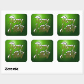 Merry X-mas Green Lettering Square Stickers (Blatt)