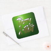 Merry X-mas Green Lettering Square Stickers (Umschlag)