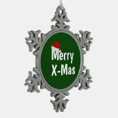 Merry X-Mas Schneeflocken Zinn-Ornament (Links)