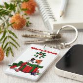 “Merry X’mas” Whimsical Holiday Greeting Design Schlüsselanhänger (Vorderseite rechts)