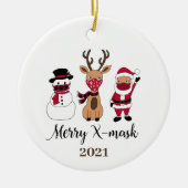 Merry X-Mask Funny Buffalo Kariert Santa Keramik Ornament (Vorne)