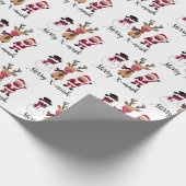 Merry X-Mask Funny Buffalo Kariert Santa Reindeer Geschenkpapier (Ecke)