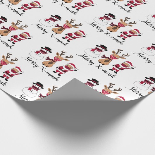 Merry X-Mask Funny Buffalo Kariert Santa Reindeer Geschenkpapier (Ecke)