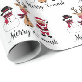 Merry X-Mask Funny Buffalo Kariert Santa Reindeer Geschenkpapier (Rolleneckpunkt)