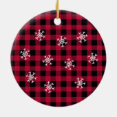 Merry X-Mask Funny Buffalo Karierter Karo Santa Keramik Ornament (Hinten)