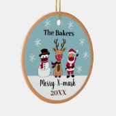 Merry X-Mask Funny Reindeer Snowman Santa Keramik Ornament (Rechts)