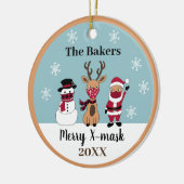 Merry X-Mask Funny Reindeer Snowman Santa Keramik Ornament (Links)