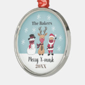 Merry X-Mask Funny Santa Reindeer Snowman Ornament Aus Metall (Links)