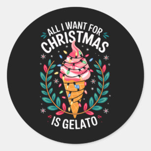 Merry Xmas alles, was ich für Weihnachten Gelato M Runder Aufkleber