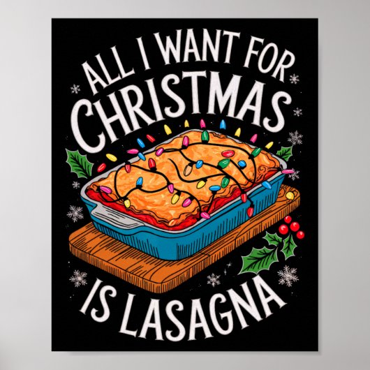 Merry Xmas alles, was ich für Weihnachten Lasagna  Poster (Vorne)