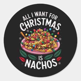Merry Xmas alles, was ich für Weihnachten Nachos M Runder Aufkleber