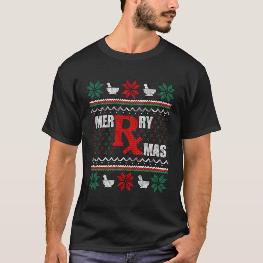 Merry Xmas Apotheker Ugly Christmas Sweater Pharm T-Shirt (Vorderseite)