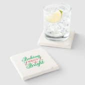 Merry Xmas Backbrills hell Steinuntersetzer (Seitenansicht)