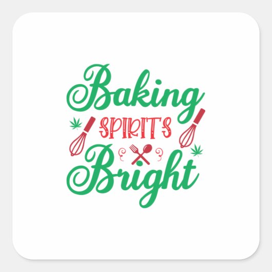 Merry Xmas Baking Spirits Bright Quadratischer Aufkleber (Vorderseite)