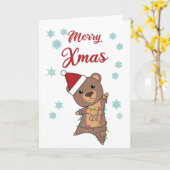 Merry Xmas Bären Schnee Winter Teddy Kinder Karte (Gelbe Blume)