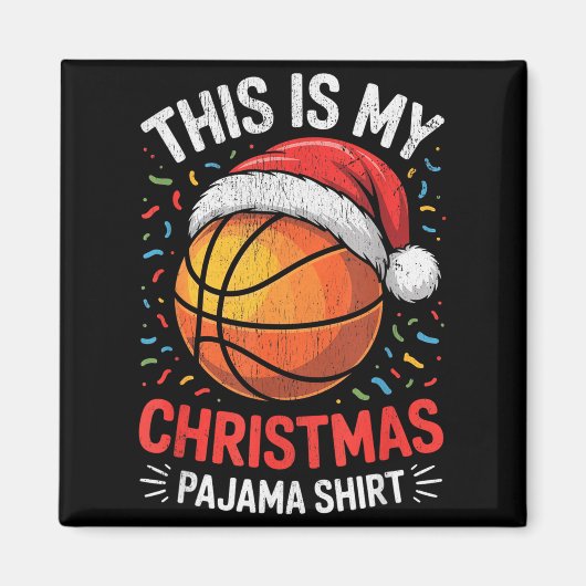 Merry Xmas Basketball Santa Hat This Is My Christm Magnet (Vorne)