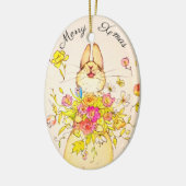 Merry Xmas Blume & Kaninchen Keramik Ornament (Links)