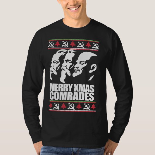 MERRY XMAS COMRADE Ugly Christmas Sweater Marx Eng T-Shirt (Vorderseite)