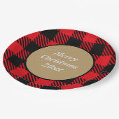 Merry Xmas Custom Buffalo karierte Muster schwarz  Pappteller (Schrägansicht)