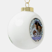 Merry Xmas Familie Foto Name Light Blue Lila Keramik Kugel-Ornament (Links)