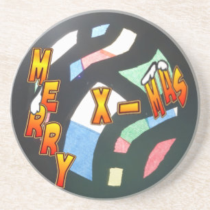 Merry Xmas festes Glasmuster Stone Untersetzer