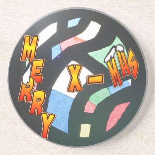 Merry Xmas festes Glasmuster Stone Untersetzer (Vorne)