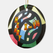 Merry Xmas festgeklemmtes Glas Ball Runde Ornament (Links)