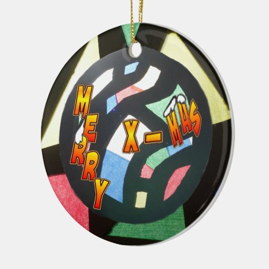 Merry Xmas festgeklemmtes Glas Ball Runde Ornament (Links)