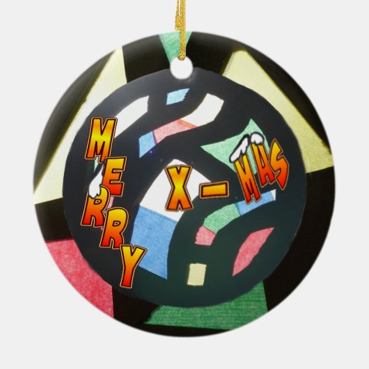 Merry Xmas festgeklemmtes Glas Ball Runde Ornament (Hinten)