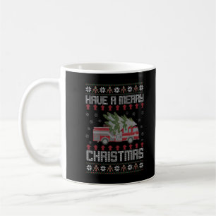 Merry Xmas Funny Ugly Weihnachten Sweater Fireman Kaffeetasse