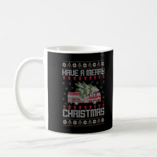 Merry Xmas Funny Ugly Weihnachten Sweater Fireman  Kaffeetasse