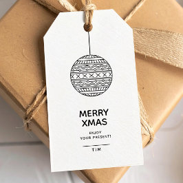 Merry Xmas Geschenktag mit trendigem Weihnachtsbal Geschenkanhänger