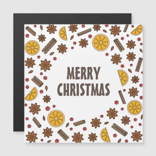 Merry Xmas Gewürze Zimt Sternanis Magnetkarte (Vorne/Hinten)