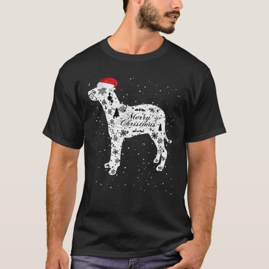 Merry Xmas Grand Anglo Francais Blanc Noir Dog Chr T-Shirt (Vorderseite)