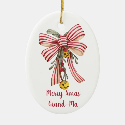 Merry Xmas Grandma Xmas Bow Keramik Ornament (Vorne)