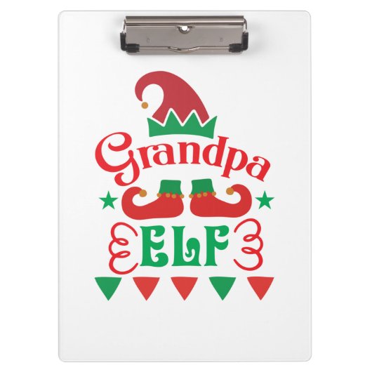 Merry Xmas Grandpa Elf Klemmbrett (Vorderseite)