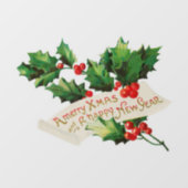 Merry Xmas & Happy New Year Holly Fensteraufkleber (Blatt)