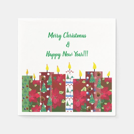 Merry Xmas< Happy New Year Serviette (Vorderseite)