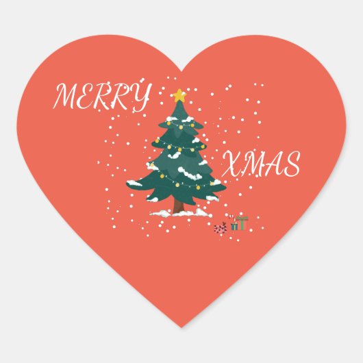 Merry Xmas Heart Herz-Aufkleber (Vorderseite)