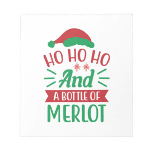 Merry Xmas Ho Ho Ho und eine Flasche Merlot Notizblock