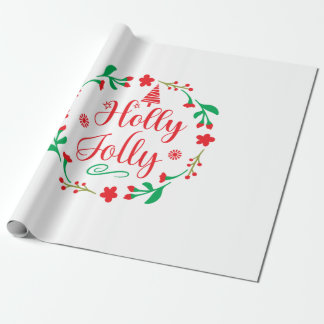Merry Xmas Holly Jolly Geschenkpapier